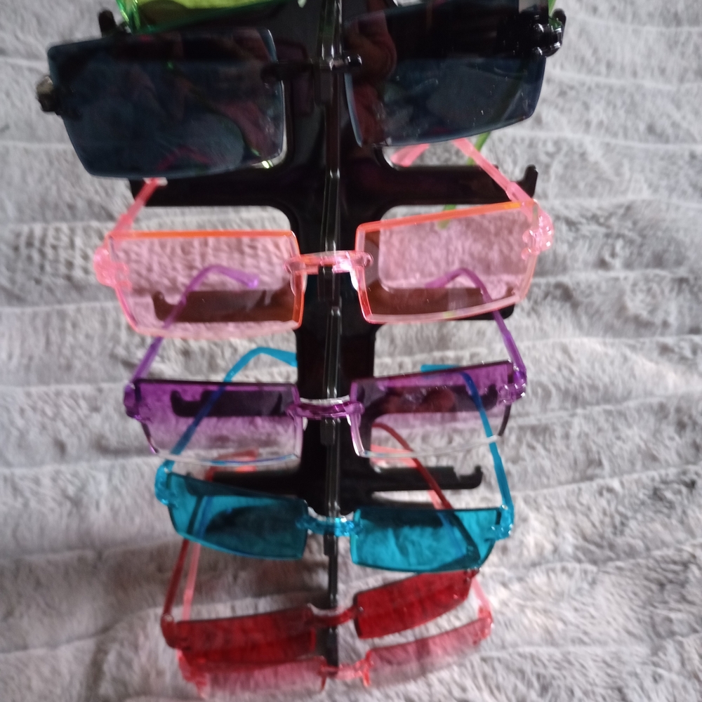 Colorful Rectangular Sunglasses Set - image 1